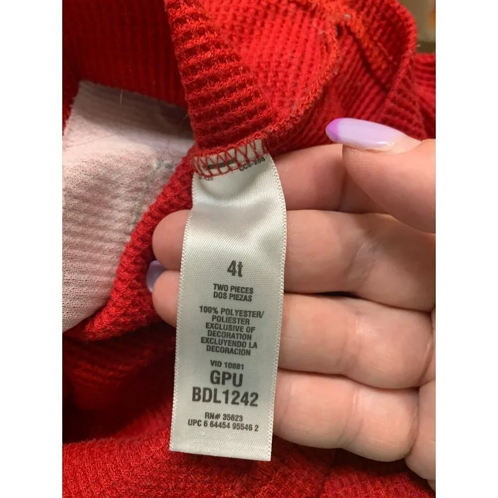 Carters Dinosaur Long Sleeve Thermal T Shirt Toddler Boys Size 4T Red AC1